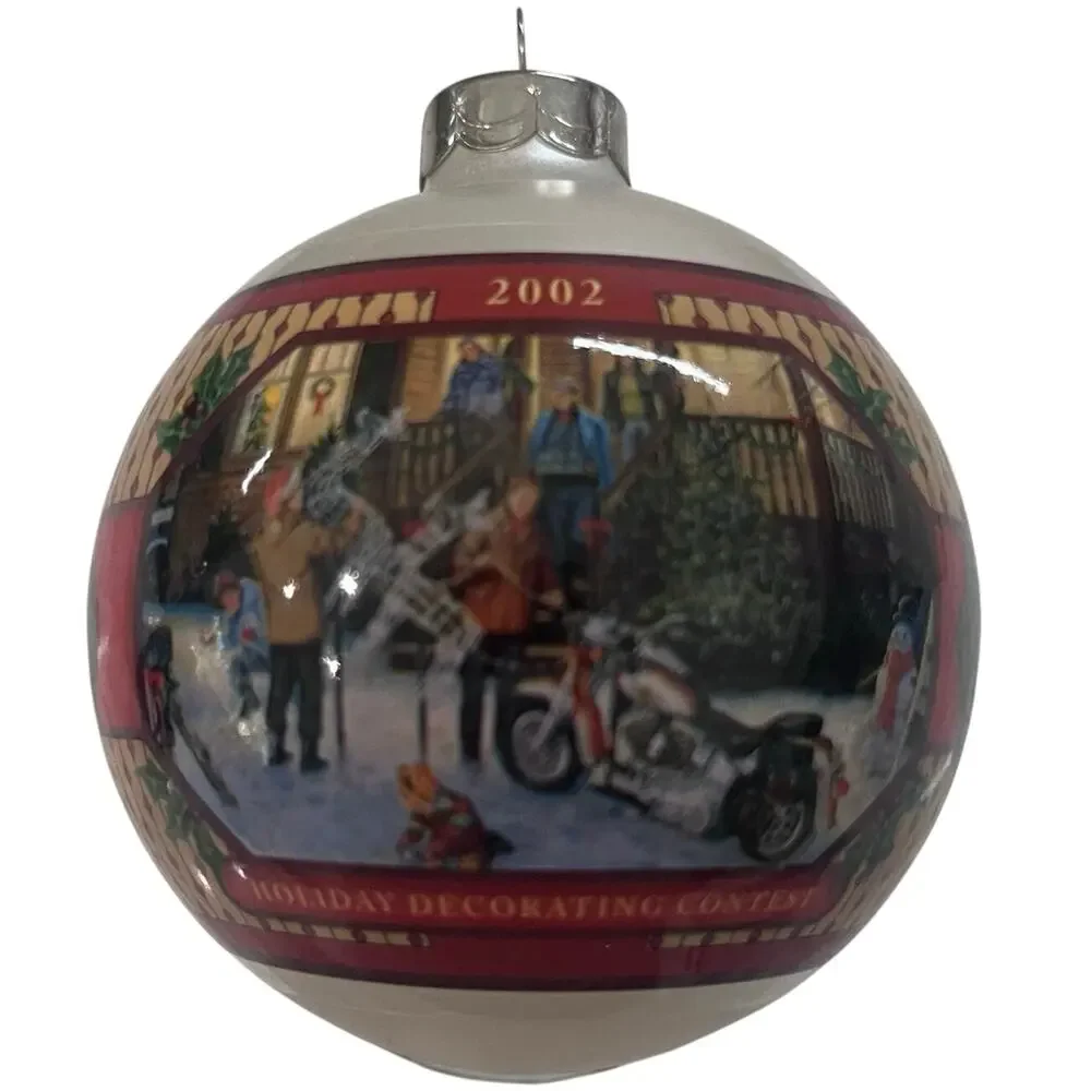 2002 Harley-Davidson Series 4 Deck Harley Christmas Glass Set Ball Ornament